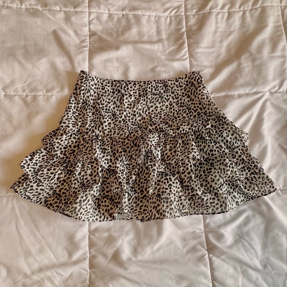 SHEIN Cheetah Print Ruffle Skirt
